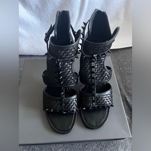 BCBGMAXAZRIA- Leather Black Spiked Heels